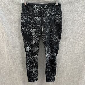 Title Nine Legging Womens Medium Black White Grey Splatter Print Pullon Stretch
